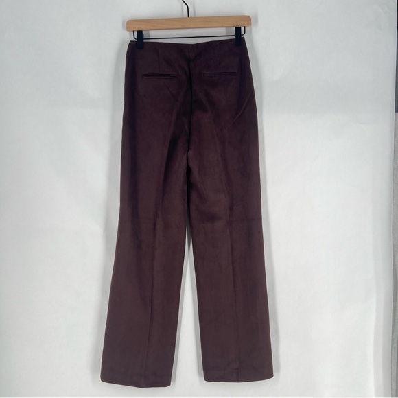 Ann Taylor The Wide Leg Faux Suede Pant Chocolate Brown High Rise NWT 0 Petite - Picture 9 of 15